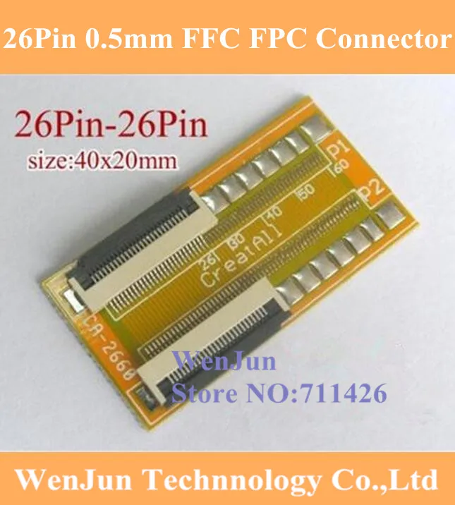 High Quality 26Pin 0.5mm pitch FFC FPC connector flat soft cable /26P to 26P extension adapter board 5pcs/lot CA-2660
High Quality 26Pin 0.5mm pitch FFC FPC connector flat soft cable /26P to 26P extension adapter board 5pcs/lot CA-2660