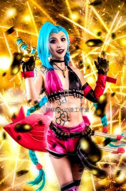 Jinx Loose Cannon LOL Uniform Clothing Cosplay Costume Hallowmas Party Dress+gloves+sock+accessories
Jinx Loose Cannon LOL Uniform Clothing Cosplay Costume Hallowmas Party Dress+gloves+sock+accessories