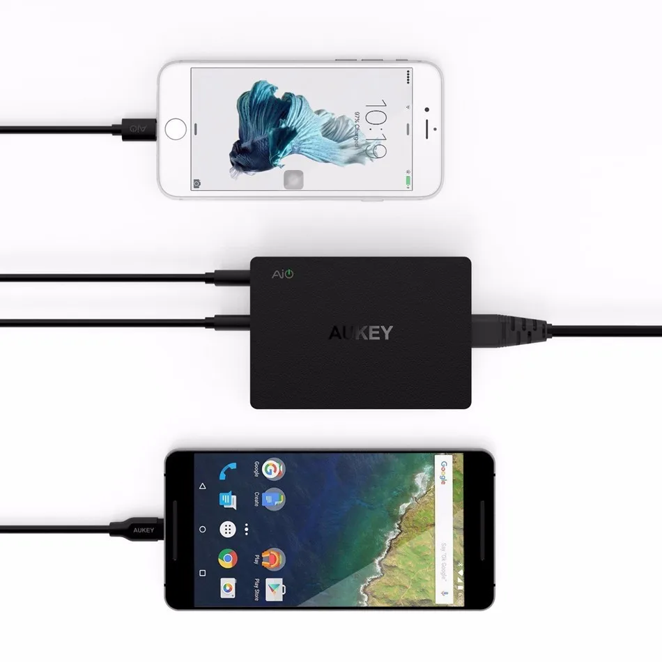 AUKEY Quick Charge 3.0 6 Порты Быстрый Зарядное устройство смартфон Настольный USB для iPhone