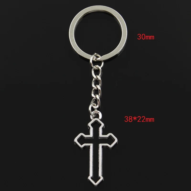 Мода 30 мм брелок Металлический Jewelry старинное серебро покрытием Полые Cross 38*22