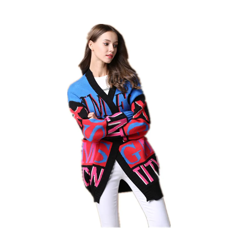 ATKULLQZ Hot 2020 early spring new cardigan fashion color matching letters loose long section knitted wild sweater women coat
ATKULLQZ Hot 2020 early spring new cardigan fashion color matching letters loose long section knitted wild sweater women coat