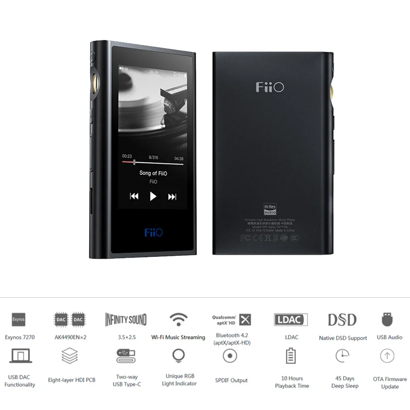 

FiiO M9 HIFI AK4490EN *2 Balanced WIFI USB DAC DSD Portable High-Resolution Audio MP3 Player Bluetooth LDAC APTX FLAC
