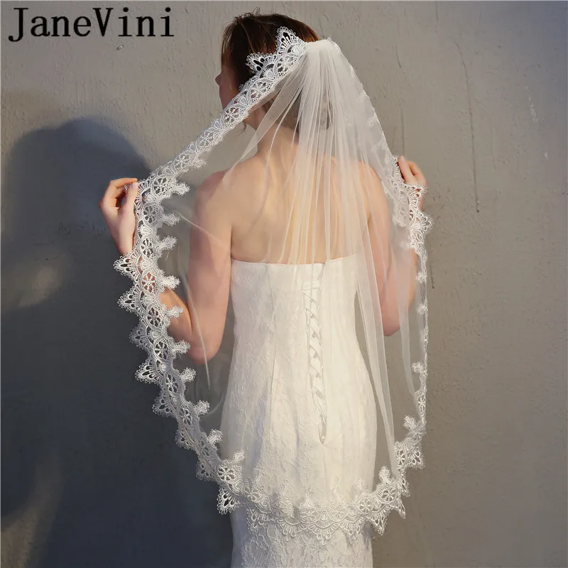 JaneVini New Style Lace Edge Ivory Bridal Veil One Layer Wedding Veil Short Bride Veils With Comb Wedding Dress Accessories 2018
JaneVini New Style Lace Edge Ivory Bridal Veil One Layer Wedding Veil Short Bride Veils With Comb Wedding Dress Accessories 2018