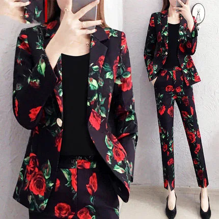Autumn elegant Office lady Overalls Suit Pants Set Women's pants suits Slim print Suit & Pencil Pants Two-Piece Set blazer set
Autumn elegant Office lady Overalls Suit Pants Set Women's pants suits Slim print Suit & Pencil Pants Two-Piece Set blazer set