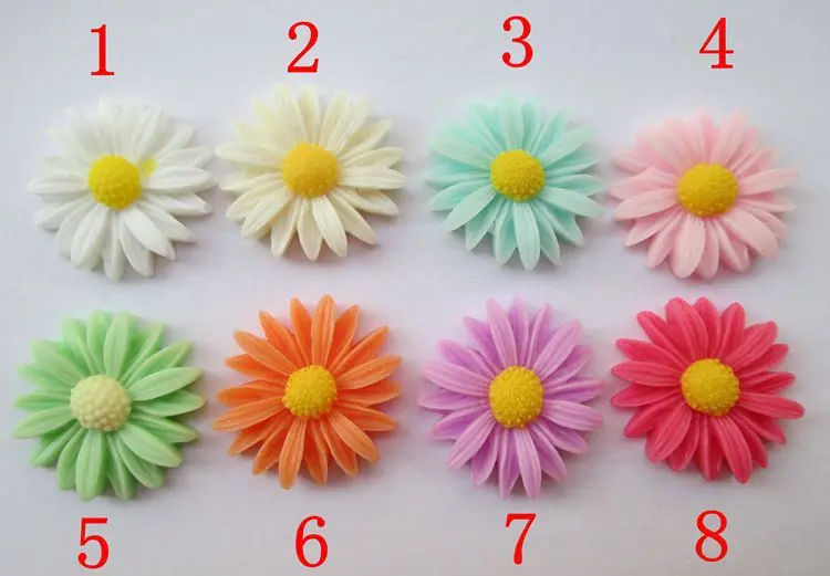 8 color optional 50pcs/set 26mm Daisy Flower Resin Flatback Cabochon Scrapbook DIY Phone Shell /Hair Decoration 009005074
8 color optional 50pcs/set 26mm Daisy Flower Resin Flatback Cabochon Scrapbook DIY Phone Shell /Hair Decoration 009005074