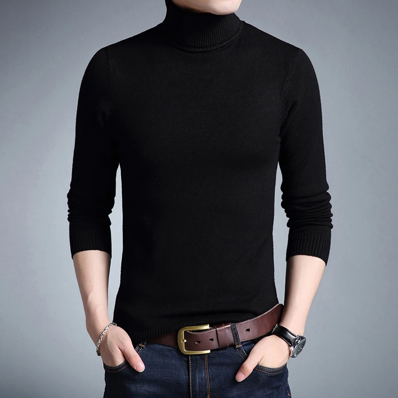 2017 Mens Casual Basic Knitted Turtleneck Slim Fit Pullover Thermal Sweaters