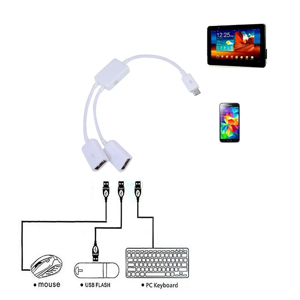 OTG Cable Micro USB Host Cable Male to 2x Type Dual USB Female OTG Adapter Converter Hub For Android Tablet PC Phone Mouse New
OTG Cable Micro USB Host Cable Male to 2x Type Dual USB Female OTG Adapter Converter Hub For Android Tablet PC Phone Mouse New