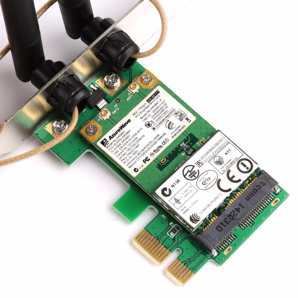 AR9281 Desktop Wlan Wireless Wifi PCI-E Card Adapter PCI-1X 300M With Double Undetachable Antenna
AR9281 Desktop Wlan Wireless Wifi PCI-E Card Adapter PCI-1X 300M With Double Undetachable Antenna