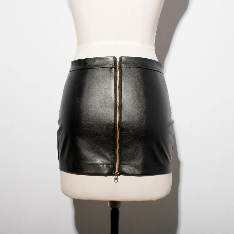 Горячая сексуальная мини юбка на молнии из искусственной кожи облегающая бедра