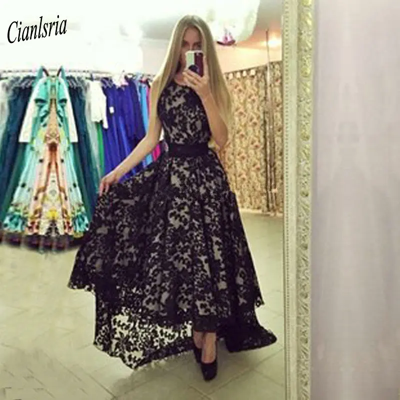 Elegant Full Lace High Low Evening Dresses O-Neck Sleeveless See Through Back Custom Made Formal Party Dress
Elegant Full Lace High Low Evening Dresses O-Neck Sleeveless See Through Back Custom Made Formal Party Dress