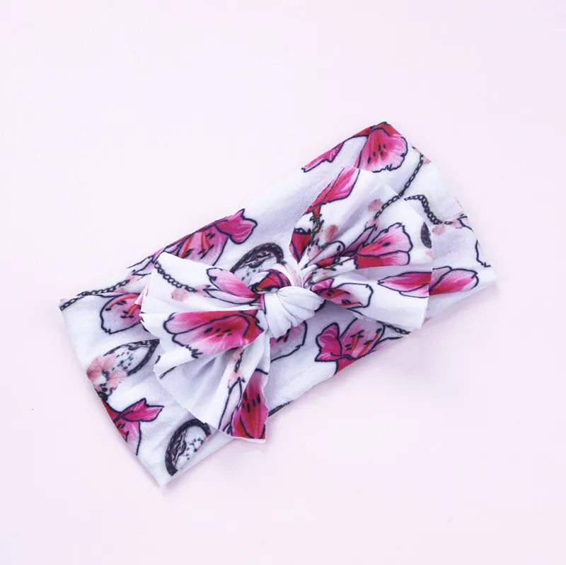 Knot Bows Cotton Nylon Headbands 2019 Fashion Newborn Baby Girls Wide Turban Head Wraps Full Prints Patterned Wear | Аксессуары для