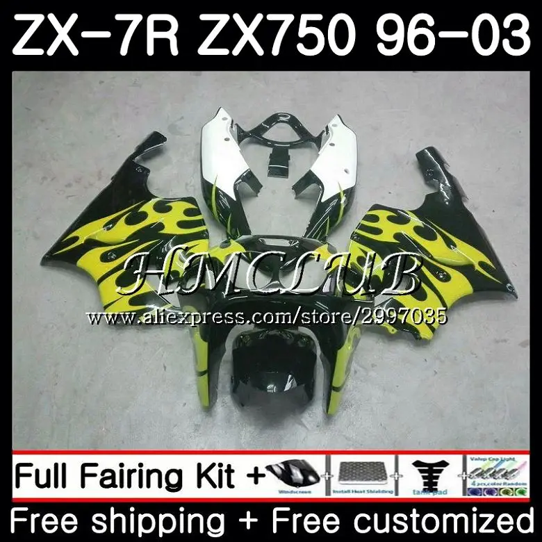 Kit For KAWASAKI NINJA ZX7R ZX750 ZX 7R 2000 2001 2002 2003 48HC.20 ZX 750 ZX-750 ZX 7 R ZX-7R 00 01 02 03 Fairing yellow flames
Kit For KAWASAKI NINJA ZX7R ZX750 ZX 7R 2000 2001 2002 2003 48HC.20 ZX 750 ZX-750 ZX 7 R ZX-7R 00 01 02 03 Fairing yellow flames