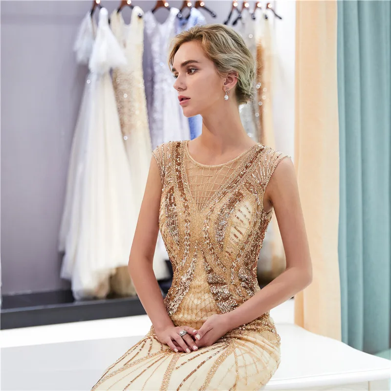 Gold women elegant evening party dress O neck fully beads crystals Sequin prom dress Long prom dress mermaid trumpet party gowns
Gold women elegant evening party dress O neck fully beads crystals Sequin prom dress Long prom dress mermaid trumpet party gowns