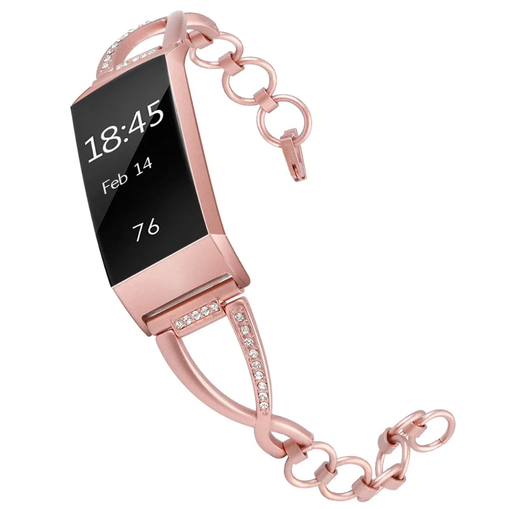 Новинка 2018 ремешок для часов Fitbit Charge 3 ремешка металлический из нержавеющей стали