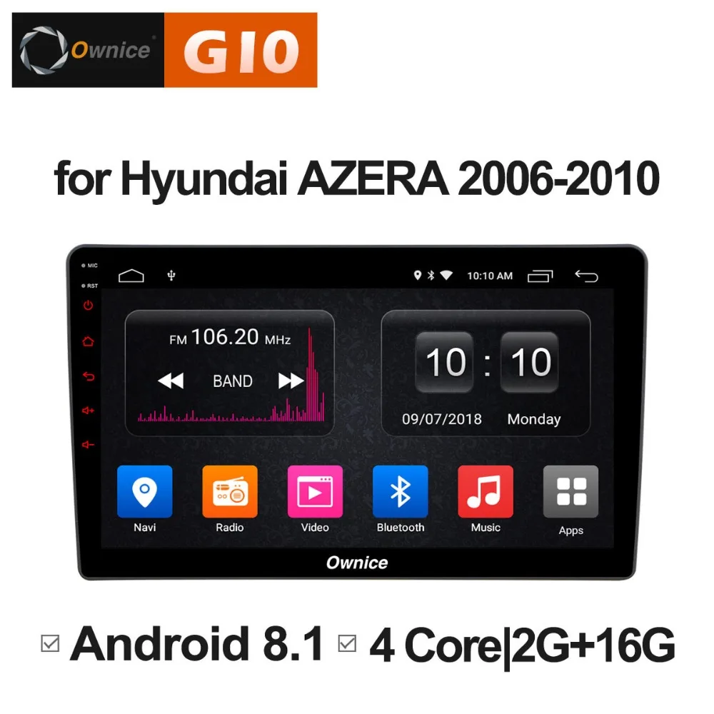 Автомобильный DVD плеер Android 8 1 4 ядра 2 Гб ОЗУ 16 ПЗУ 9 дюймов для Hyundai AZERA 2006 2010 GPS Navi