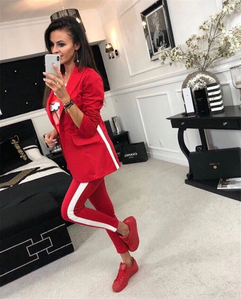 2020 Sale Time-limited V-neck Elastic Waist Polyester Cotton Full Women Fashion Suits Stripe Hit Color Casual Suit Female
2020 Sale Time-limited V-neck Elastic Waist Polyester Cotton Full Women Fashion Suits Stripe Hit Color Casual Suit Female