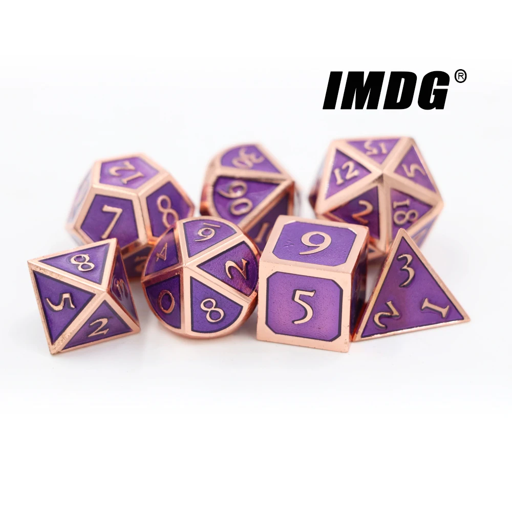 IMDG 7pcs/set Creative RPG Game Dice Polyhedron Metal Dice DND New Enamel Red Copper Purple Digital Game Dice
IMDG 7pcs/set Creative RPG Game Dice Polyhedron Metal Dice DND New Enamel Red Copper Purple Digital Game Dice