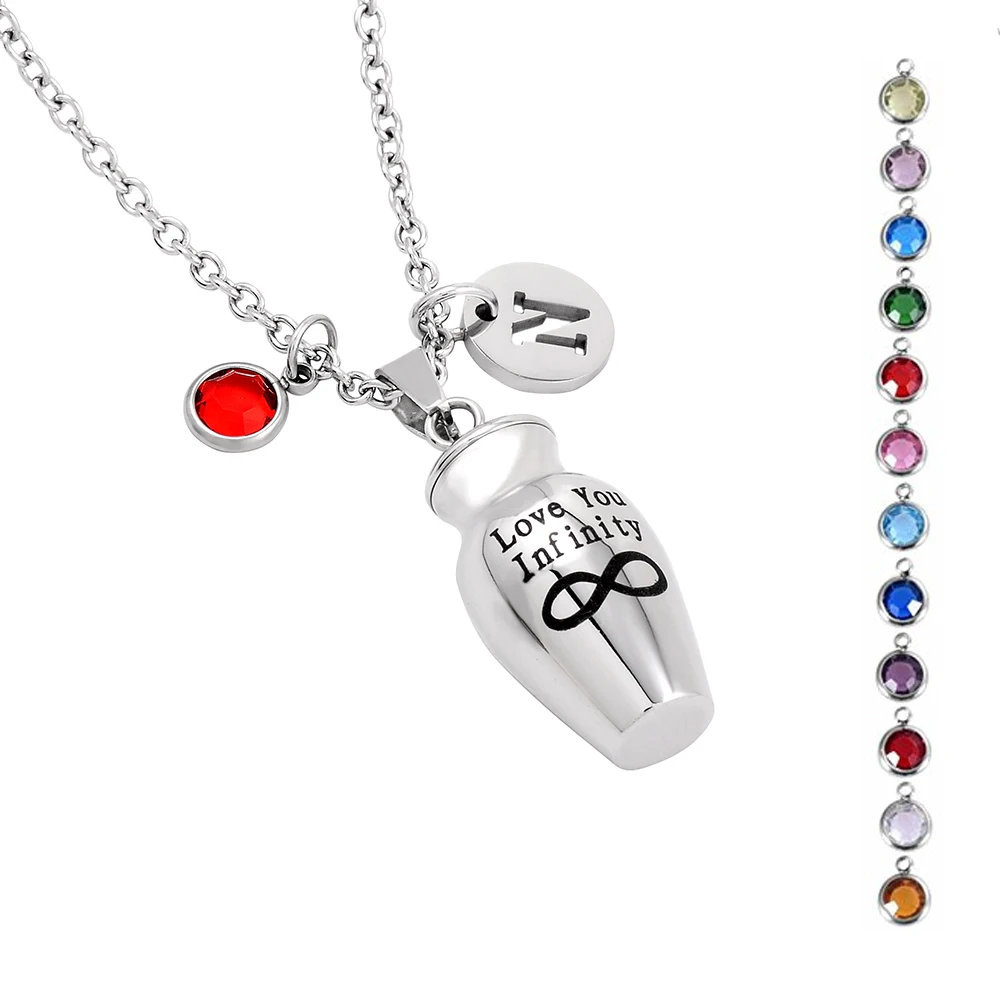 "Love You Infinity"Stainless Steel Jar Keepsake Mini Memorial Urn Necklace Hold Human/Pet Ashes Memory Jewelry Cremation Pendant
"Love You Infinity"Stainless Steel Jar Keepsake Mini Memorial Urn Necklace Hold Human/Pet Ashes Memory Jewelry Cremation Pendant