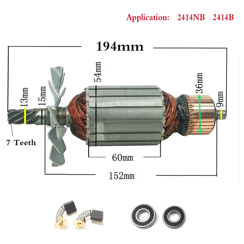 AC220-240V 7 Teeth Drive Shaft Electric Hammer Steel cutting machine rotor 355 for Makita 2414NB 2414B 516563-1 516564-9
AC220-240V 7 Teeth Drive Shaft Electric Hammer Steel cutting machine rotor 355 for Makita 2414NB 2414B 516563-1 516564-9