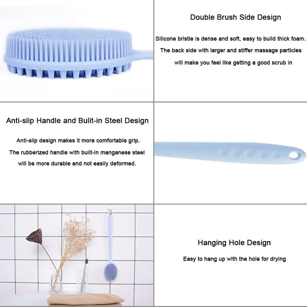 Silicone Bath Brush Soft Body Cleaning Brush Shower Back Scrubber Deep Cleaning Massage Brush with Long Handle
Silicone Bath Brush Soft Body Cleaning Brush Shower Back Scrubber Deep Cleaning Massage Brush with Long Handle