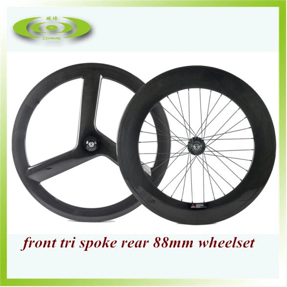 Factory sale carbon front 56mm tri spoke rear 88mm fixed gear wheelset clincher with free shipping
Factory sale carbon front 56mm tri spoke rear 88mm fixed gear wheelset clincher with free shipping