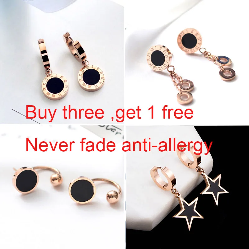 

Titanium Steel rose gold color Classic Clip Women Wedding Stud Earrings /Unisex Cheap Stud Earrings ,Buy 3 get 1 free