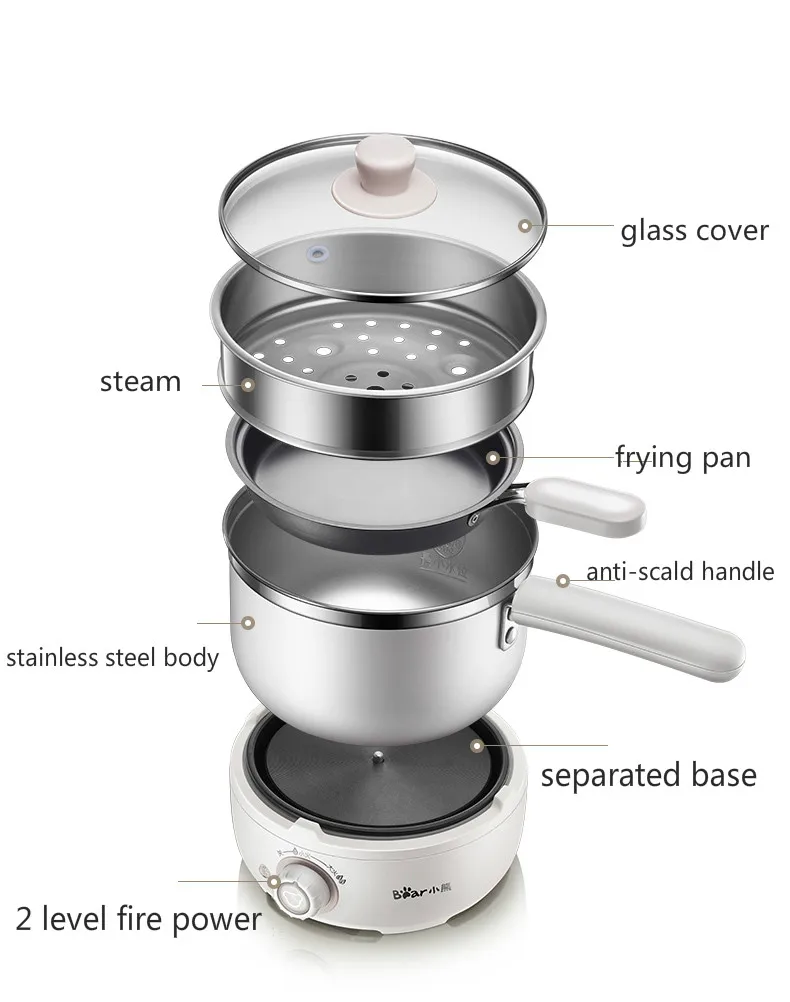 Portable Mini Stainless Steel Multi Cooker Separated Base Small Frying Pan Egg Boiler Food Steamer Small Noodle Hot Pot Cooker
Portable Mini Stainless Steel Multi Cooker Separated Base Small Frying Pan Egg Boiler Food Steamer Small Noodle Hot Pot Cooker