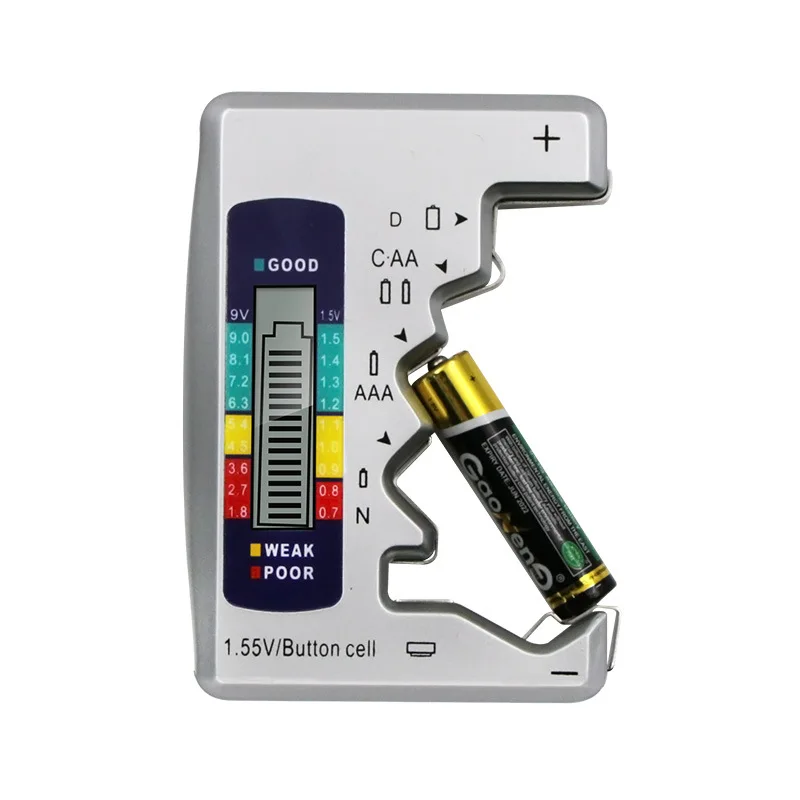 1Pcs Digital Battery Tester Battery Capacity Detector For C/D/N/AA/AAA/9V 6F22 Batteries /1.55V button cell tester
1Pcs Digital Battery Tester Battery Capacity Detector For C/D/N/AA/AAA/9V 6F22 Batteries /1.55V button cell tester