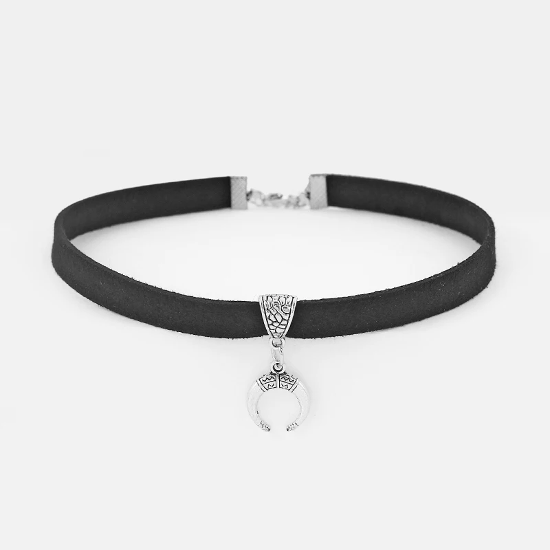 1pcs Black Suede Velet Leather Cord With Metal Bull Horn Charms Choker Necklace Jewelry 13inch+2inch Extend
1pcs Black Suede Velet Leather Cord With Metal Bull Horn Charms Choker Necklace Jewelry 13inch+2inch Extend