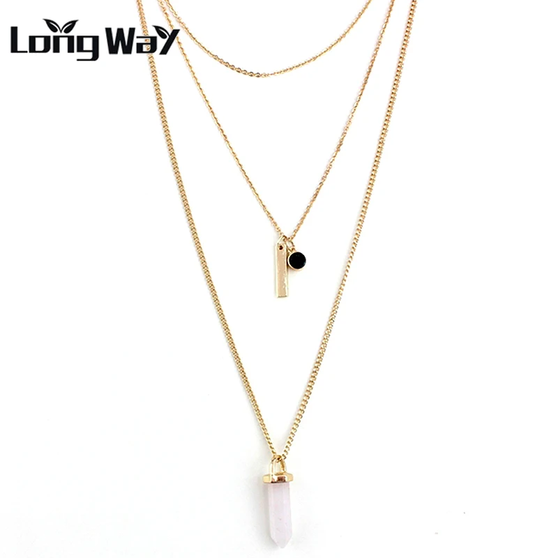 LongWay 3 Layers Gem Quartz Natural Stone Long Chain Pendant Necklace For Women Pink Crystal Multilayer Necklaces SNE160067103
LongWay 3 Layers Gem Quartz Natural Stone Long Chain Pendant Necklace For Women Pink Crystal Multilayer Necklaces SNE160067103