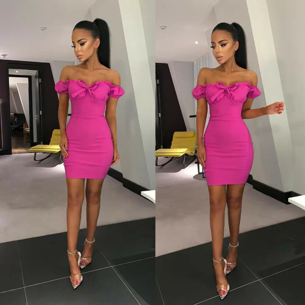 Hirigin New Women's Solid Off Shoulder Bandage Bow Bodycon Evening Party Club Mini Dress
Hirigin New Women's Solid Off Shoulder Bandage Bow Bodycon Evening Party Club Mini Dress