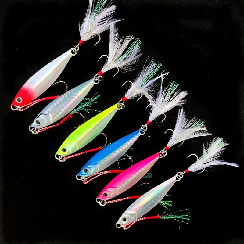 Fishing Lure Small Jigs Double Hooks Shore Shot Slow Shaking 7-80g Jigbaits Artificial Metal Lures with Treble Feather Hooks
Fishing Lure Small Jigs Double Hooks Shore Shot Slow Shaking 7-80g Jigbaits Artificial Metal Lures with Treble Feather Hooks