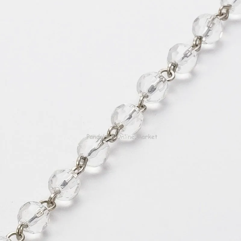 5Strands Handmade Faceted Round Clear Glass Beads Chains for Necklaces Bracelet Making with Iron Eyepins Women Men Jewelry 39.3"
5Strands Handmade Faceted Round Clear Glass Beads Chains for Necklaces Bracelet Making with Iron Eyepins Women Men Jewelry 39.3"