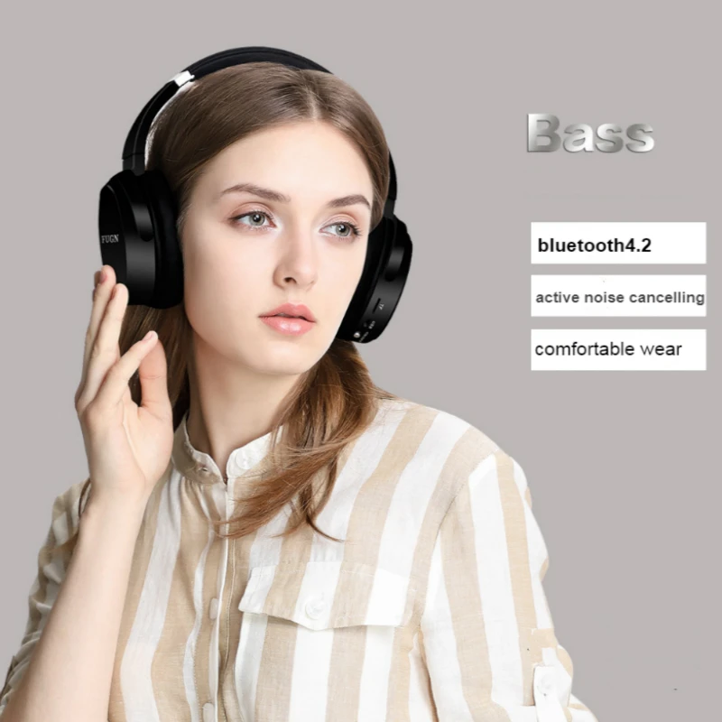Noise Cancelling Headphone Wireless Handsfree Headset Stereo Sound Support TF Card AUX Play for Computer Smart Phones | Электроника