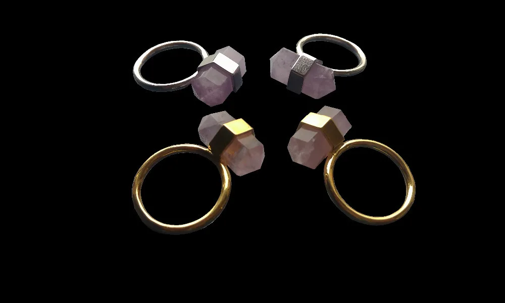 Natural High Quality Amethyst Quartz Point Ring,Reiki Hexagon Double Point Gem stone jewelry Ring Gold&Silver Ring 3pcs/lot
Natural High Quality Amethyst Quartz Point Ring,Reiki Hexagon Double Point Gem stone jewelry Ring Gold&Silver Ring 3pcs/lot