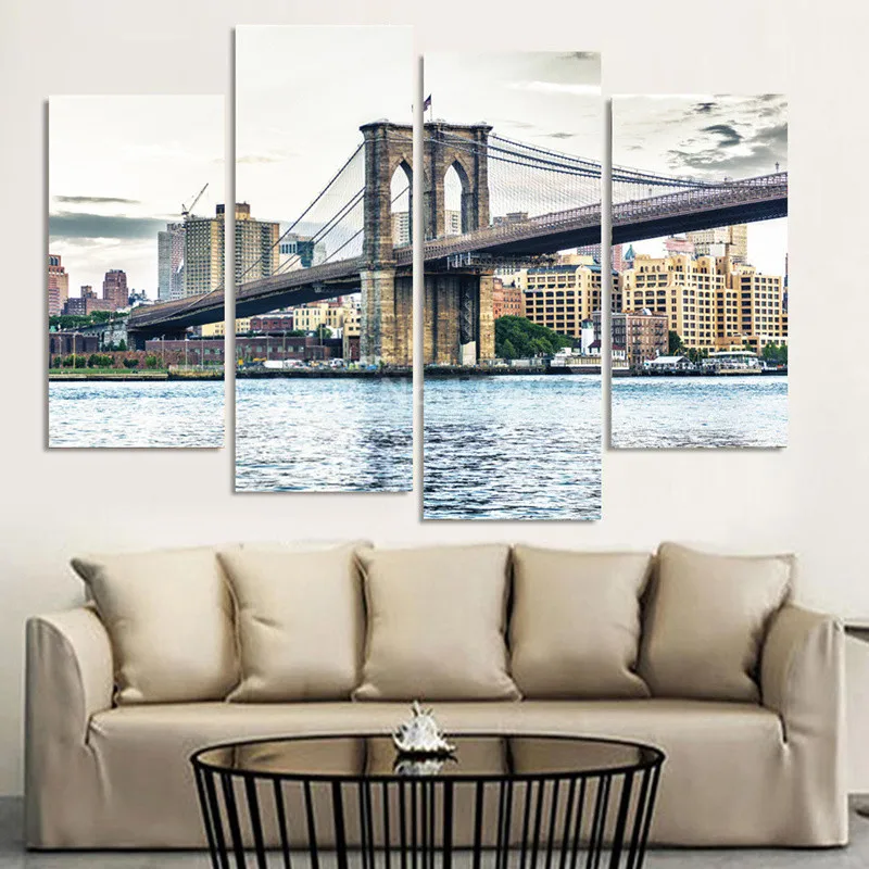 2021 New 4 Pcs Modern Printed New York Brooklyn Bridge Landscape Painting Picture Home Decor Canvas Paintings Wall Pictures
2021 New 4 Pcs Modern Printed New York Brooklyn Bridge Landscape Painting Picture Home Decor Canvas Paintings Wall Pictures