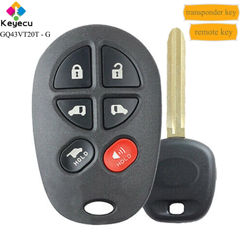 KEYECU Remote Control Car Key With 5 1/ 6 Buttons & Transponder Key With G Chip - FOB for Toyota Sienna 2011 2012 2013 GQ43VT20T
KEYECU Remote Control Car Key With 5 1/ 6 Buttons & Transponder Key With G Chip - FOB for Toyota Sienna 2011 2012 2013 GQ43VT20T