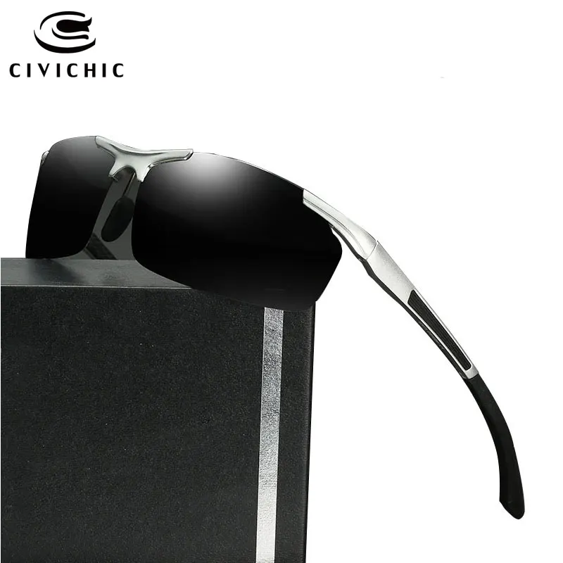 

CIVICHIC Top Quality Al-Mg Semi Rimless Polarized Sunglasses Men Fashion Driving Glasses Trendsetter Outdoor Oculos De Sol E173