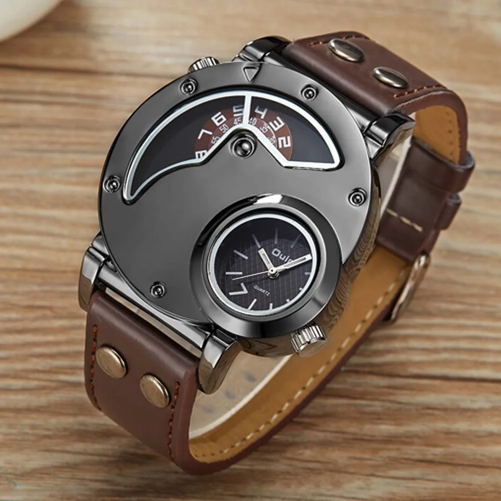 Top Brand Luxury OULM Men Watches Stainless Steel Big Face Dual Time Leather Quartz Watch Men's Watches Relogio Masculino
Top Brand Luxury OULM Men Watches Stainless Steel Big Face Dual Time Leather Quartz Watch Men's Watches Relogio Masculino