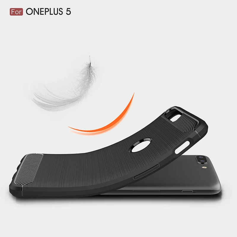 10 шт. romiky матовый Силиконовый чехол для OnePlus 5 пять углерода Волокно ТПУ Мягкая