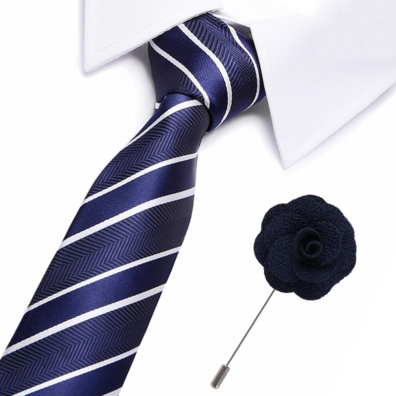 Mens Tie Blue Paisley Silk Neck tie Classic brooches Set Ties For Men Business Wedding Party Free Shipping | Аксессуары для одежды