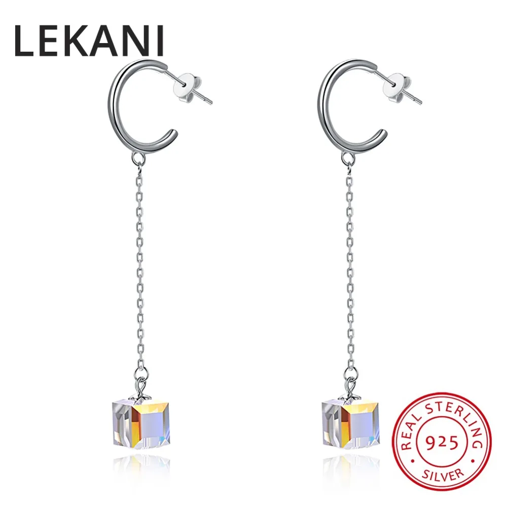 Женские серьги капельки LEKANI из стерлингового серебра S925 пробы с кристаллами