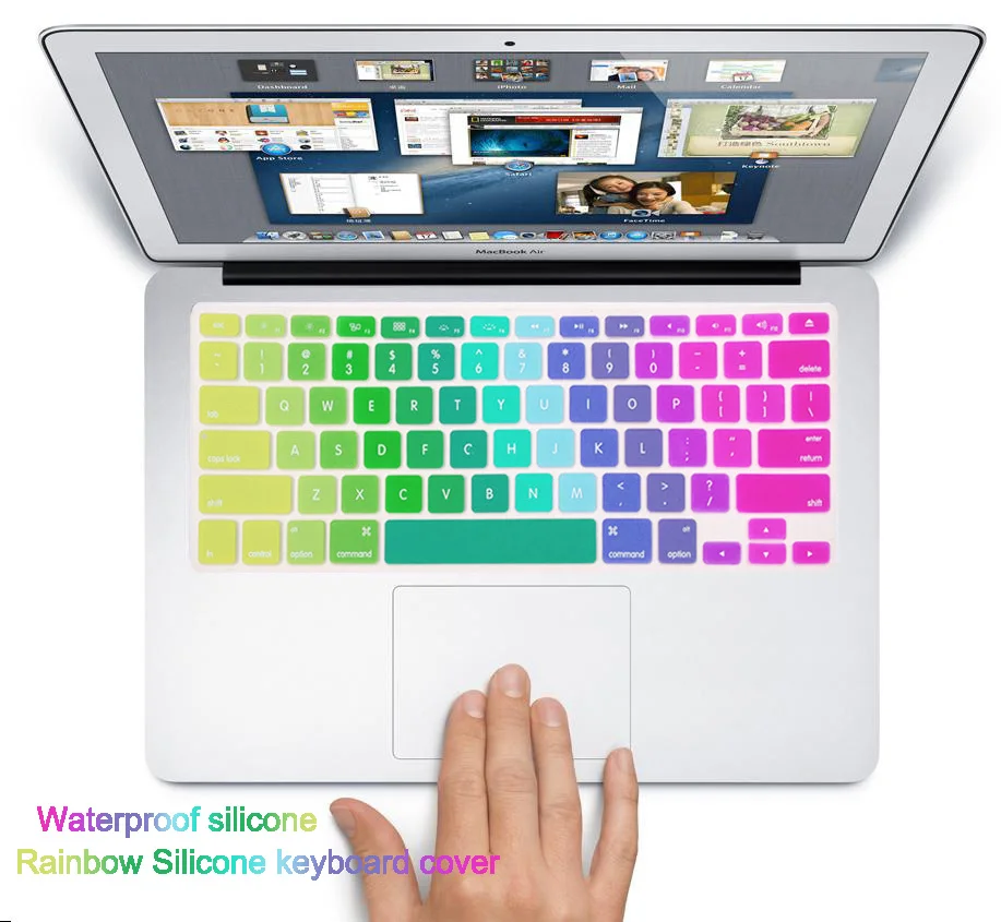Радужный силиконовый водонепроницаемый чехол для клавиатуры Apple macbook Air 13