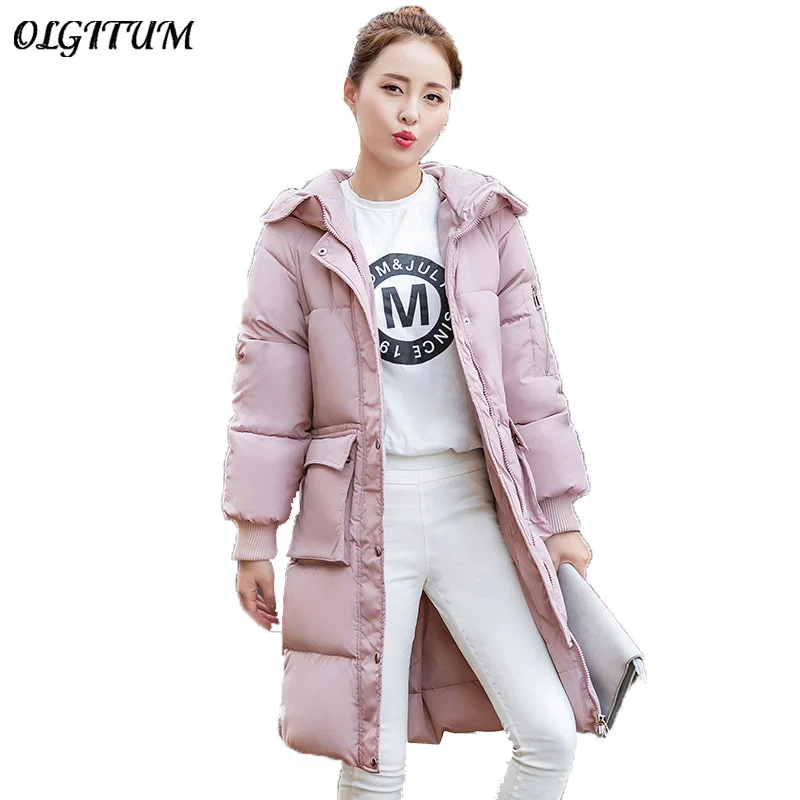 

Новинка, зимняя женская парка, модное элегантное корейское тонкое пуховое хлопковое пальто, Толстая теплая парка, куртка большого размера, ...