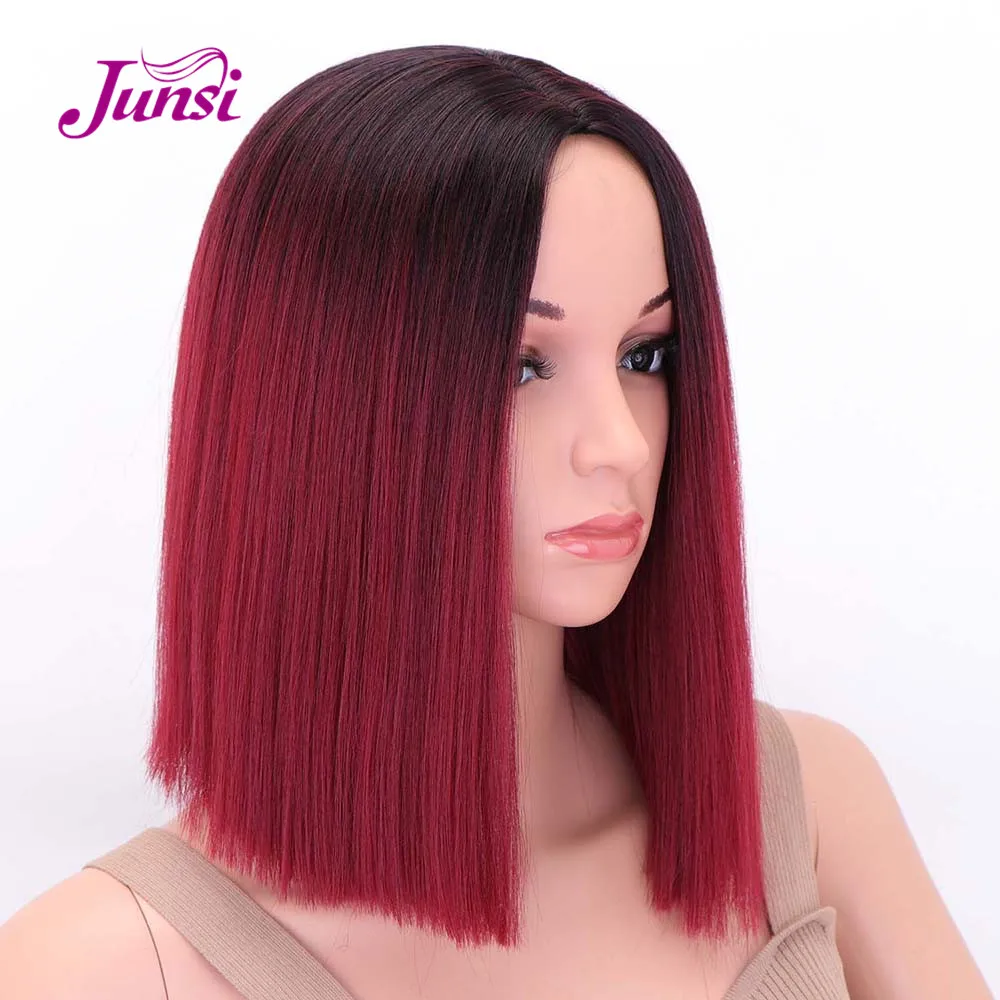 JUNSI Short Red Bob Synthetic Wigs Black Straight Hair Middle Part Ombre Wig for Women High Temperature Fiber Hair
JUNSI Short Red Bob Synthetic Wigs Black Straight Hair Middle Part Ombre Wig for Women High Temperature Fiber Hair