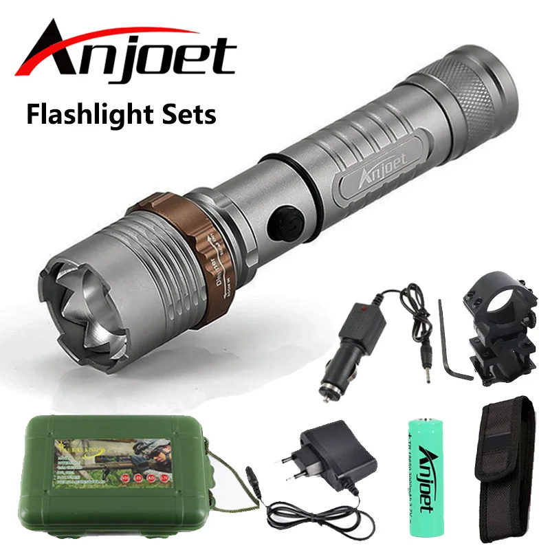 Тактический фонарь Anjoet светильник m l T6 18650 лм алюминиевый охотничий