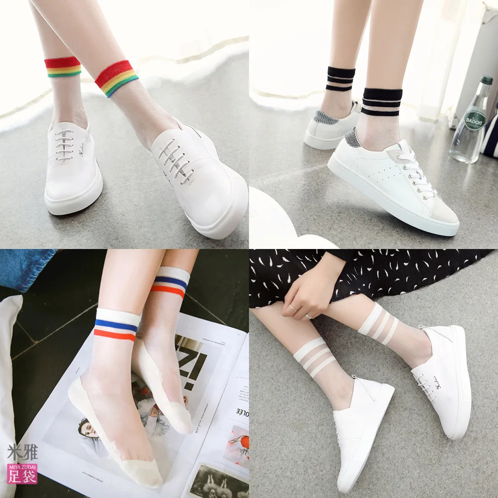 Spring Summer Style Women Transparent Socks New Japanese Harajuku Striped Crystal Socks Japan Glass Silk Sock Calcetines Mujer
Spring Summer Style Women Transparent Socks New Japanese Harajuku Striped Crystal Socks Japan Glass Silk Sock Calcetines Mujer