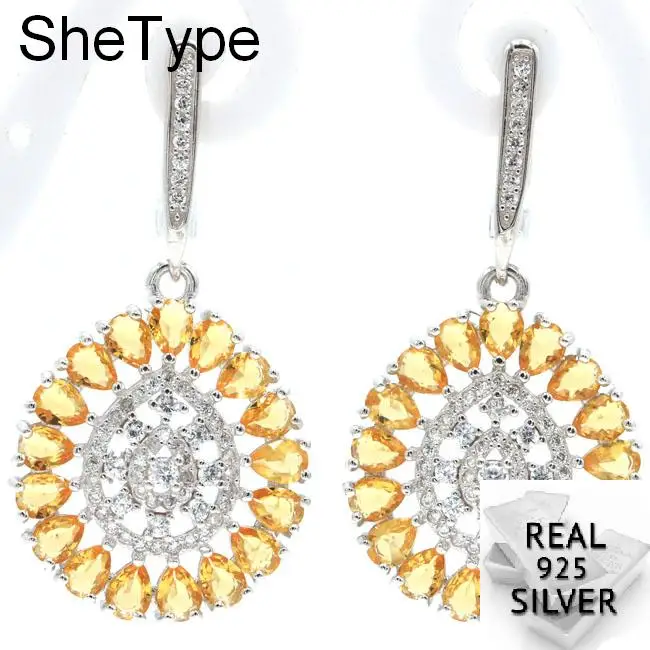 Romantic 8.29g Golden Citrine White Cubic Zirconia Wedding Ladies 925 Solid Sterling Silver Earrings 38x20mm
Romantic 8.29g Golden Citrine White Cubic Zirconia Wedding Ladies 925 Solid Sterling Silver Earrings 38x20mm