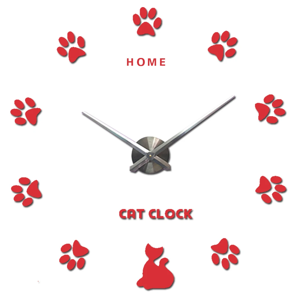 Цифровые настенные часы с милыми котами и лапами кварцевые большие кухонные 3d