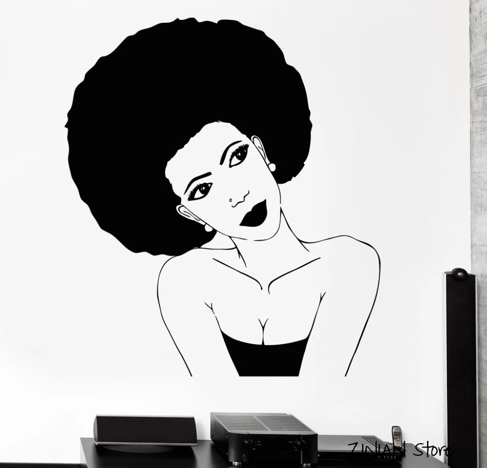 Afro Hairstyle Vinyl Wall Stickers Black African Woman Hair Stylist Salon Beauty Sticker Personality Design Wallpaper H322
Afro Hairstyle Vinyl Wall Stickers Black African Woman Hair Stylist Salon Beauty Sticker Personality Design Wallpaper H322